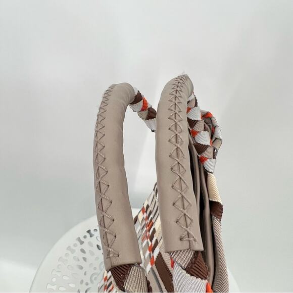 Salvatore Ferragamo woven plaid fabric leather grosgrain ribbon tote handbag - Picture 10 of 16